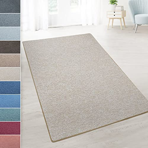 casa pura Teppich Läufer London - Meterware - Teppichläufer für Wohnzimmer, Flur, Küche - Flacher Schlingenflor (Beige - 80x200 cm)