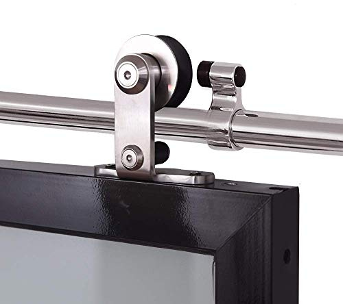 10FT/304cm Rostfreier Stahl Schiebetürsystem Laufschiene, Schiebetürbeschlag Set Schiebetür Laufschiene Hängeschiene Tür Hardware Kit, Sliding Barn Door Kit