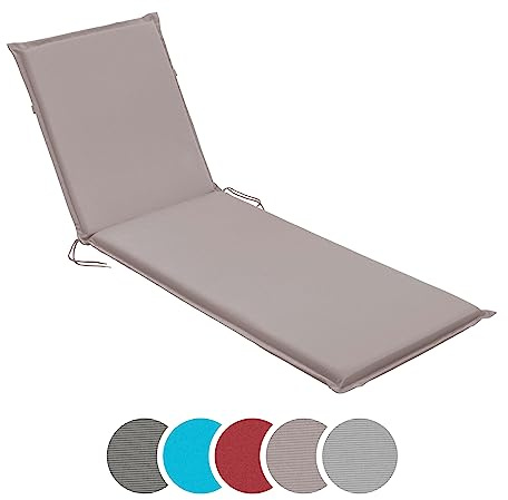 sleepling Auflage Gartenliege, Polster, 190x58cm, 6 cm dick, Taupe | Bequeme Liegenauflage, Sonnenliege Unterlage mit zwei Befestigungsbänder, Made in EU, OEKO-TEX, Waschbar bis 30 Grad