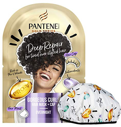 Pantene Gold Series Haarmaske & wiederverwendbare Duschkappe, Strumpffüller, Tiefenreparatur-Conditioner, Haarbehandlung, lockiges Haarprodukt, 20 ml, Geschenke für Frauen