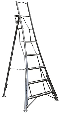 Garden Master® 3 Leg Fully Adjustable Platform Tripod Ladder | Garden/Orchard Ladder | Auto Locking Clips | Claw Grip Feet | Free Rubber Feet | 150kg Load Capacity | EN131 Certified | 5 Steps | 2.4m