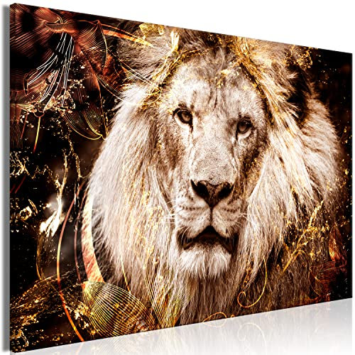 murando HandArt Bilder auf Leinwand Tiere 1 tlg Leinwandbild Wandbilder Wohnzimmer Wanddekoration Moderne Kunst - Porträt Löwe Abstrakt g-C-0400-b-a