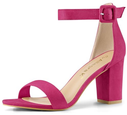 Allegra K Sandales à Bout Ouvert Chunky à Talon Haut pour Femme Rose Vif 43