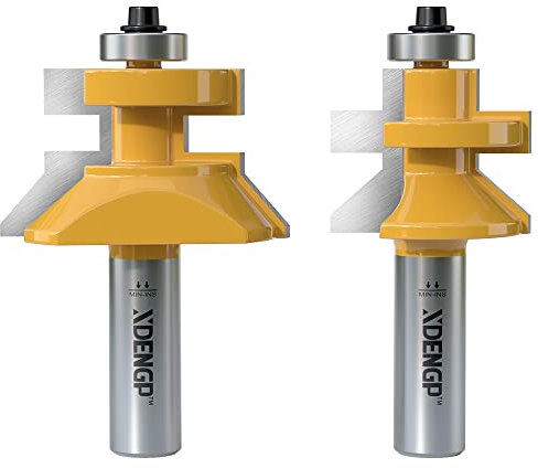XDENGP - Juego de 2 fresas con ranura y lengüeta de varilla de 1,27 cm para suelo de coctelera, ranuras en V, paneles y pisos a juego