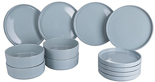 Servizio piatti 12 pezzi in gres, 4 posti tavola, Gourmet Turquoise