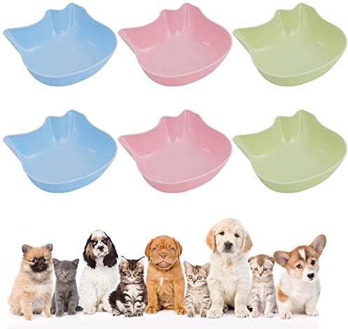 XINRUI 6 Pcs Cat Bowls Raised Anti-slip Kitten Bowls Multi-purpose Cat Food Bowls Plastic & Cute Pet Bowl Dishs for Pet Cat Dog Small Animal