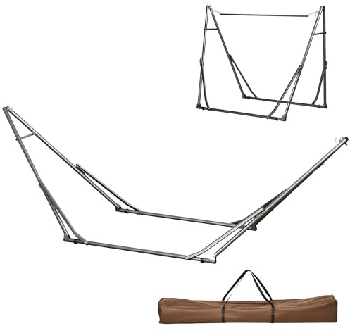 Outsunny Hängemattengestell für Hängematte, Faltbarer 2-in-1 Hängemattenständer, Kleiderständer für Terrasse, Garten, Hof, bis 120 kg Belastbar, Stahl, 290 x 92 x 88cm