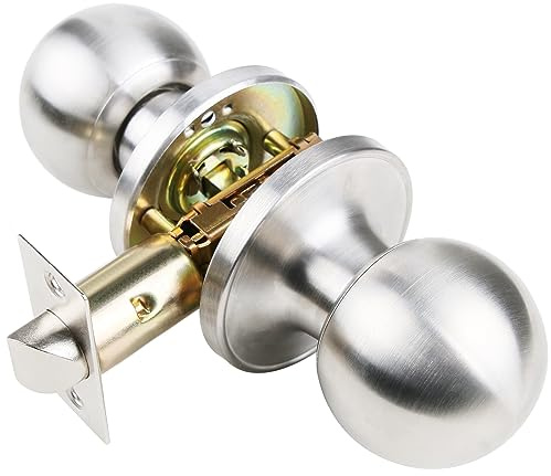 GSCZ Passage Door Knob Brushed Nickel,Round Door knob for Hall and Closet Door Knobs,Non-Locking Door Lock Door Hardware Passage Function Door Handle Dummy Door Knobs Interior Classic