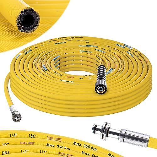 Tuyau flexible pour nettoyeur haute pression - Kärcher 11mm mâle remplacement JAUNE - 15 m 250 bar DN6 Profi M22 x 1,5 tuyau haute pression compatible avec Kärcher HD HDS - 11 mm mâle