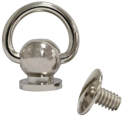 AERZETIX - C68990-5er-Set - Sattelschraubnieten - mit D-Ring - aus Metall - silberfarben - 3mm Gewinde - Hobby, kunsthandwerk, gürtel, Brieftasche etui