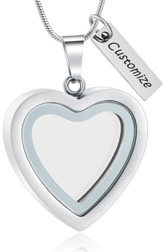 VCCWYQK Glas Herz Urne Halskette für Asche klar Medaillon Halskette Edelstahl Memorial Keepsake Urne Asche Anhänger für Frauen Männer