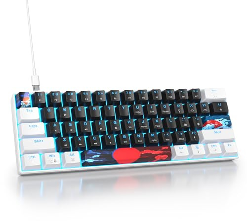 SOLIDEE mechanische Gaming Tastatur 60 Prozent,61 Tasten mit Lineare rote Schalter,kabelgebundene mechanische Tastatur mit LED-Hintergrundbeleuchtung,kompakte Tastatur,für PS5/PS4/Xbox(61 Black)