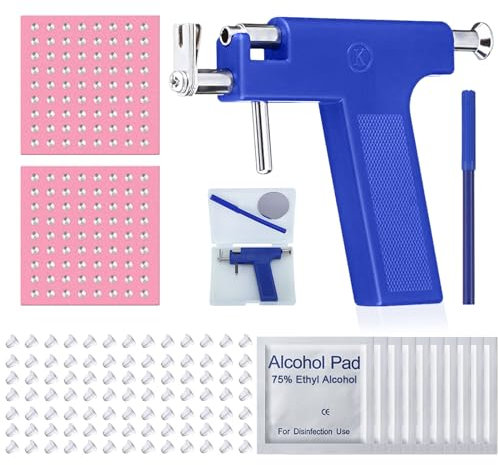 Ohrloch Stecher Set Piercing Set mit 98 St Ohrstecker Ohrlochpistole Set Piercing Pistole Edelstahl Piercing Gun Ohrpiercing-Pistolen-Set Piercing Tool Kit für Ohr Nase Nabel Lippen