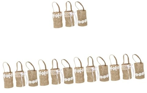 Cabilock 15stücke Teiliges Handgefertigte Leinen Blumenkörbe Jute Für Hochzeiten Dekoration Aufbewahrung Und Für Blumen Süßigkeiten Und Streudeko