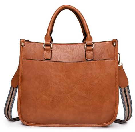 Damen Umhängetasche PU Leder Mittelgroß Crossbody Bag Handtasche Damen Schultertasche Shopper mit Verstellbar Riemen Breitem Gurt