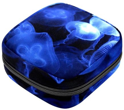 RODAILYCAY Damenbinden Aufbewahrungsbeutel für Frauen, große Kapazität, Menstruationspad-Tasche, Quallen, Menstruationstaschen, Tampon-Sammelhalter, Geldbörse