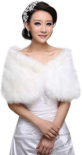 Jiqoe Weißer Faux Brautwickel Stola Schal Umhang Für Hochzeiten Künstliche Perlenkugel Brautschals Und Wraps Über Dem Hochzeitskleid