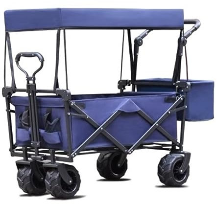 Chariot de Plage Chariot de Jardin Chariot De Chariot Pliable Avec Roues De Chariot À Auvent Chariot Pliant Portable Poignées Réglables Sports De Jardin De Plage Chariot de Transport Chariot Pliable(A
