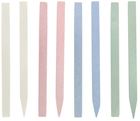 Jaasuee 8 Pieces Stone Nail File and Pumice Stone Stick Set - Nail Cuticle Pusher and Buffing Tool for Home and Salon Use