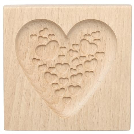 sourcing map Wooden Cookie Mould 3.94 x 3.94 Wooden Cookie Biscuit Mould Heart Carved Baking Cookie Tool Biscuit Press Stamp