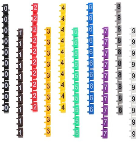Marcatore Per Cavi 150 pz Adesivo Elettrico Etichetta Numero Filo Multicolor Marcatori for Cavi Etichettatrice Elettrica 0-Fermacravatta Clip-on Autoadesiva Elettrica Per La Gestione Dei Cavi(0.48X0.3
