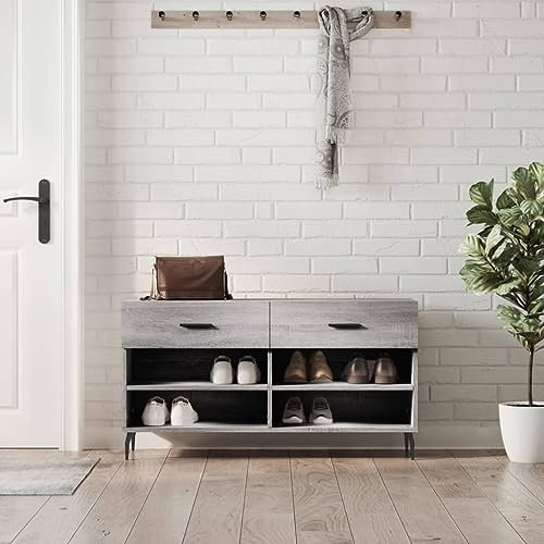 BOWEKAM Home & Garden-Schuhbank Grau Sonoma 102x35x55cm Holzmöbel Wahl
