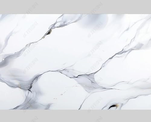 MZOwallpaper Papier Peint Intissé Marbrage Blanc Poster Tableaux Muraux Tapisserie Photo Trompe L'Oeil Salon Chambre Art Mural 400Cm(L) X280Cm(H)