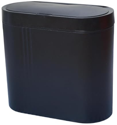 YWJLQH Poubelle de salle de bain intelligente sans contact, poubelle étroite, poubelle automatique pour toilettes, Noir