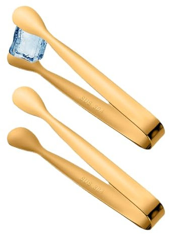 Pinze per ghiaccio, pinze per zucchero, pinze per cubetti di zucchero, confezione da 2 pinze per dolci, clip da portata da 10 cm, pinze per antipasti in acciaio, piccole pinze per alimenti
