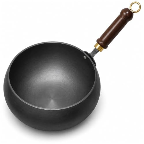 Padella in ferro non rivestita da 24 cm, forgiata a mano, antiaderente, pentola giapponese per friggere ad alta temperatura, stufe a gas/piani cottura a induzione