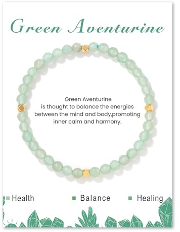ZENGSING 4mm Stretch Armband aus Echten Naturstein Perlen, Natursteinarmband, Edelstein Armband Damen Perlenarmband für Muttertag Geburtstag Valentinstag Weihnachten Geschenke (Grüner Aventurin)