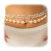 BelleVive 6 Ensembles de Bijoux d'été pour la Plage avec chaînes de Hanches et Perles colorées, chaîne de Ventre Multicouche avec Perles, Bikini Sexy, chaîne de Corps de Coquillage Sexy, Accessoires