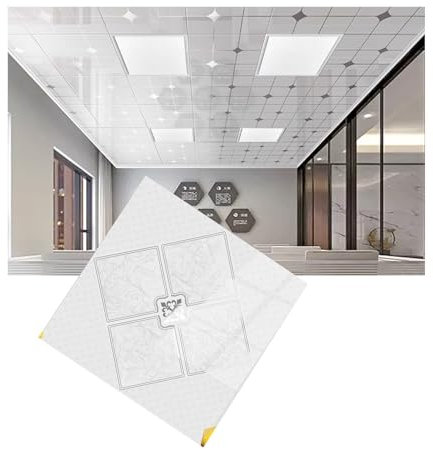 LVLDAWA Panneaux Plafond Suspendu, Panneaux Muraux Acoustiques 3D Lisses À Encastrer, Gousset Décoratif Aluminium Plafond Intérieur pour Salle Bain sous-Sol(B-60X60CM)