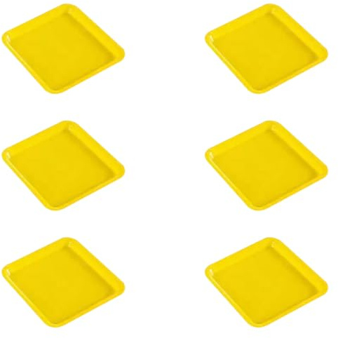 Aoktorkit Lot de 6 soucoupes carrées en plastique pour pot de fleurs d'intérieur et d'extérieur Jaune 12 x 12 cm