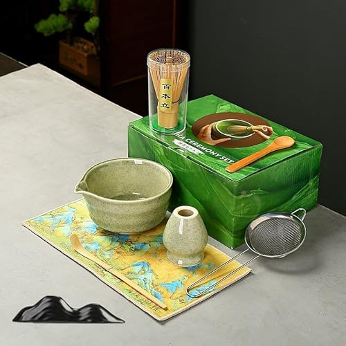 8 Piezas Matcha Whisk Bamboo, Matcha Making Set, Matcha Starter Set, Incluso Batidor De Matcha,Cuchara De Bambú,Tazón Para Matcha Con Pico,Batidor De Té,Tamiz Para Matcha