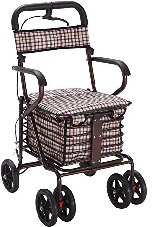 QHLMLL Ultra Rollators Leggero Pieghevole 4 Ruote Walker Esterno Ausilio per Camminare con Sedile Imbottito Attrezzatura per la Mobilità