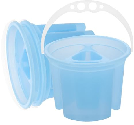 HOMSFOU 3pcs Plastic Paint Brush Washer Bucket Multi-Compartment Cleaning Container for Artists and Students Lightweight Rinse Cup with Stable Base for Outdoor Sketching and Art Classes