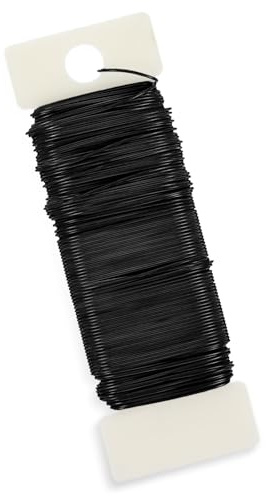 Aiyorse Basteldraht Schwarz Blumendraht Verzinkt 0,65mm Basteldraht 35m Bindedraht Schwarz für Schmuckherstellung Blumenstrauß Stängelwickel Pflanzendraht, Wickeldraht Einsetzbar
