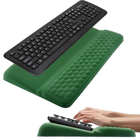 Juego ergonómico con reposamuñecas para teclado y reposamuñecas de espuma viscoelástica, antideslizante, para accesorios de oficina, alivia la presión, ideal para oficina y oficina, color verde