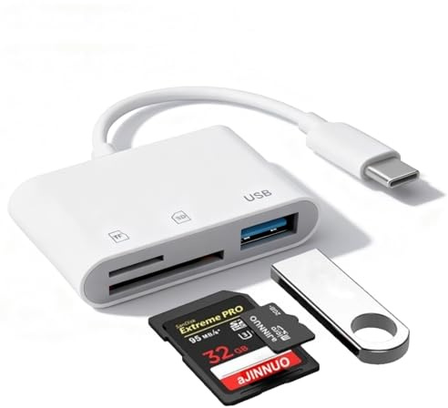 Lector de tarjetas SD USB-C 3 en 1 con adaptador de tarjeta SD y Micro SD, compatible con iPhone, MacBook y otros dispositivos