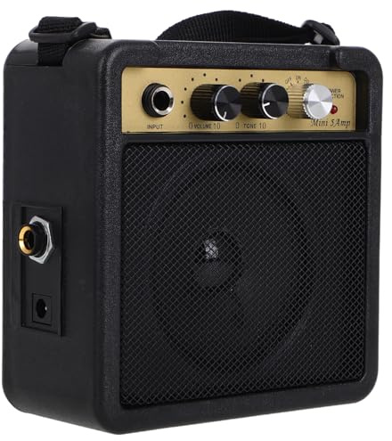 Cabilock Mini Electric Guitar Amp 5W Portable Practice Amplifier with Audio Cable Adapter, Compact Small Bass and Electric Guitar Amplifier for Home and Studio Use