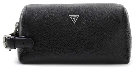 GUESS Leder Kulturbeutel Monaco Necessaire Black schwarz