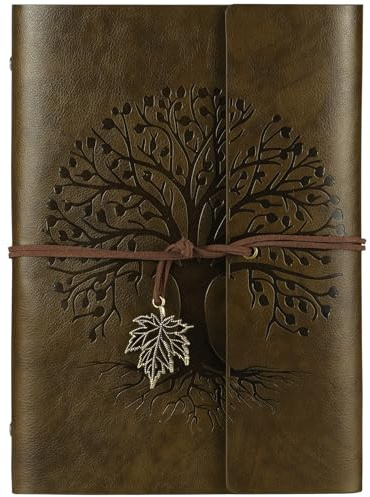 AOOSU PU Leather Journal Notebook, Refillable Vintage Journal Travel Diary with Kraft Paper, Journaling Notebook, Writing Notebook Gifts for Women Men Teens Travelers, 100GSM 160 Pages Coffee A5
