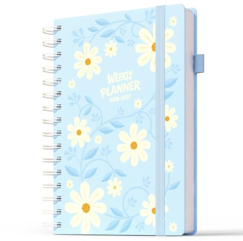 DeDeBee Academic Diary 2026-2027 Week to View, 18-Months Weekly Planner | A5 Mid Year Diary for Teacher, Students, Work & Home, July 2026 - December 2027 Wire-Bound (Blue)