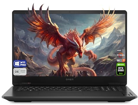 HP Omen 17 Gaming Laptop, AMD Ryzen AI 7 350, 17,3 FHD IPS 144Hz, 32 GB DDR5 RAM, 1 TB SSD, GeForce RTX 5060 8GB, Deutsches Tastatur-Layout, Wi-Fi 6, RGB Tastatur, Windows 11 Pro, Schwarz