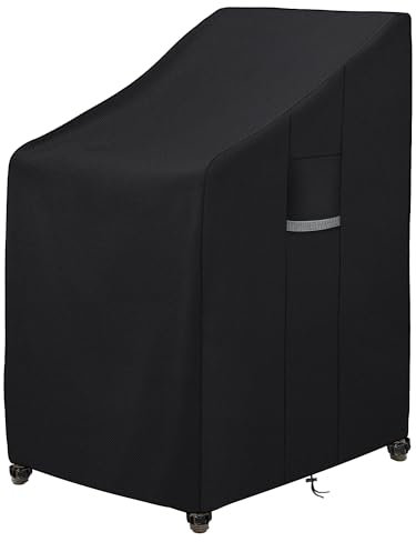 Dokon Gartenstühle Abdeckung mit Belüftungsöffnungen Wasserdicht Winddicht UV Beständiges Stapelstühle Abdeckhaube Robustes Oxford-Gewebe Schutzhülle für Gartenstuhl Stapelstuhl (65x75x80/120cm)