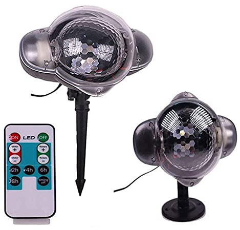 Luci del proiettore di Natale, proiettore IP65 Faretti impermeabili per proiettore IP65 con timer remoto, proiettore LED per esterni da giardino in movimento