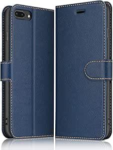 ELESNOW Hülle für iPhone 7 Plus / 8 Plus, PU Leder Klappbar Wallet Handyhülle Schutzhülle Tasche mit Kartenfach, Standfunktion, Magnetisch für Apple iPhone 7 Plus / 8 Plus Hüllen (Blau)