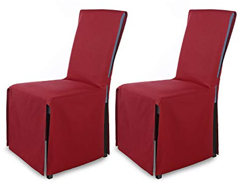 Scheffler-Home Stuhlhusse Mila 2er Set Festlicher Stuhlbezug mit Schleife für Weihnachten Hochzeit Geburtstag Elegante Bankett Husse für Festliche Anläss edel sitzen auf Bordeaux