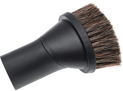 vhbw Brosse à épousseter pour aspirateur - Buse pinceau avec connexion 35/32mm - brosse ronde + adaptateur, avec des poils de cheval